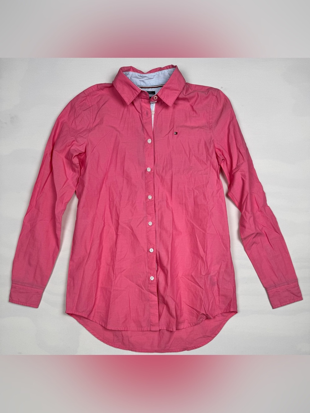 NWT Tommy Hilfiger Long Sleeve Button Down Pink Womenβs XXS Retail $69